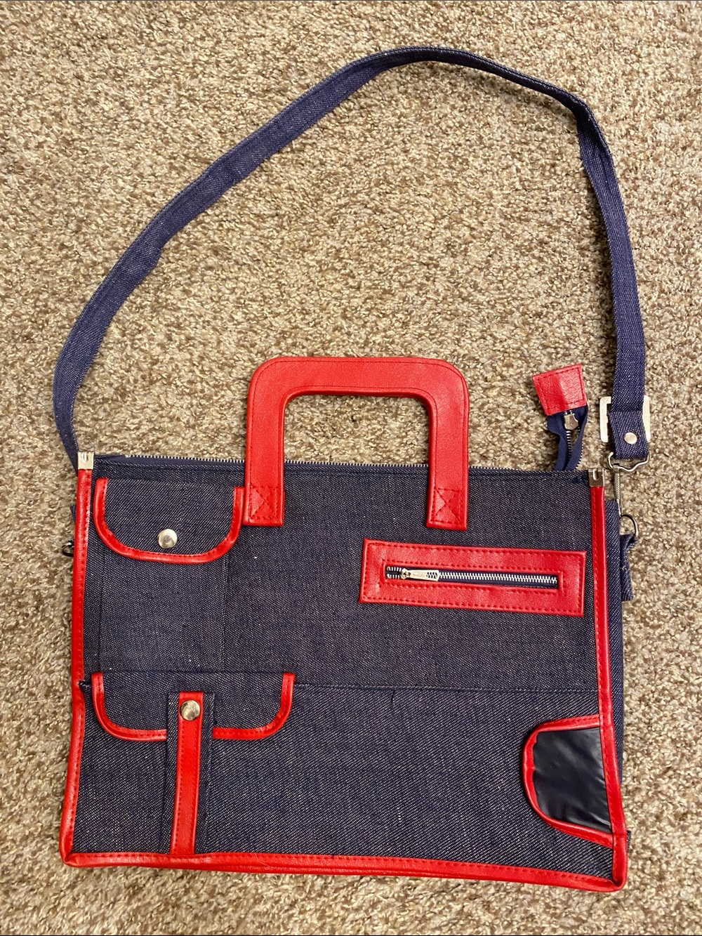 Deadsrock Navy denim vintage messenger bag